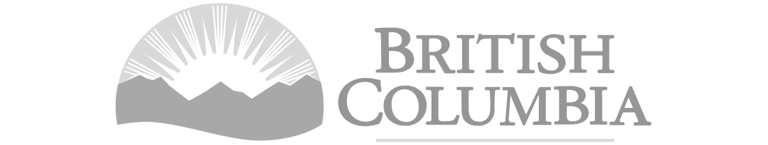 British Columbia logo with stylized sun rising over mountains.