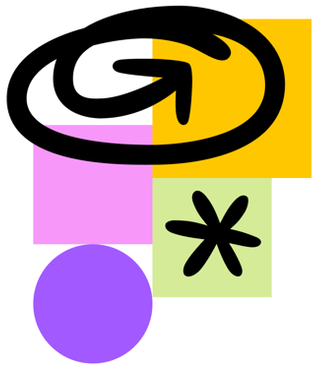 FigJam logo with black arrow curving upward inside a black oval over overlapping colored squares and a circle in yellow, pink, green, and purple.